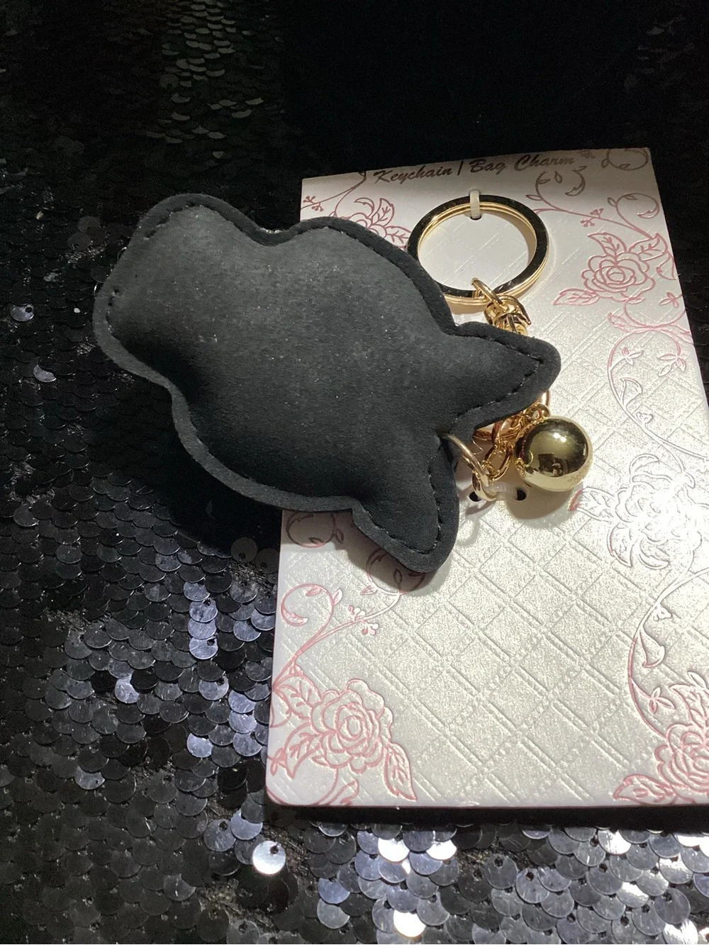 Sparkling Multicolor Sugar Skull Keychain Bag Charm - Gold Hardware